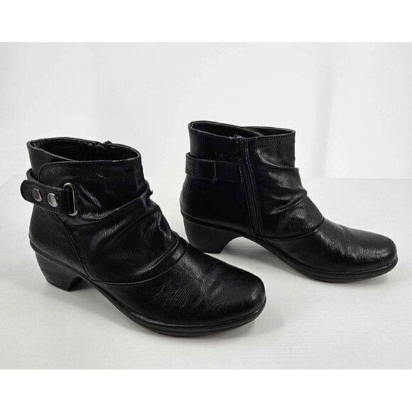 Easy Street Wynne Comfort Wave Bootie Inside Zip Rushed Vamp Studded Strap Sz 10 - Picture 3 of 8